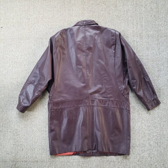 Vintage 80s Leather Coat Berman's Women's 14 Maroon Oxblood - Picture 4 of 11